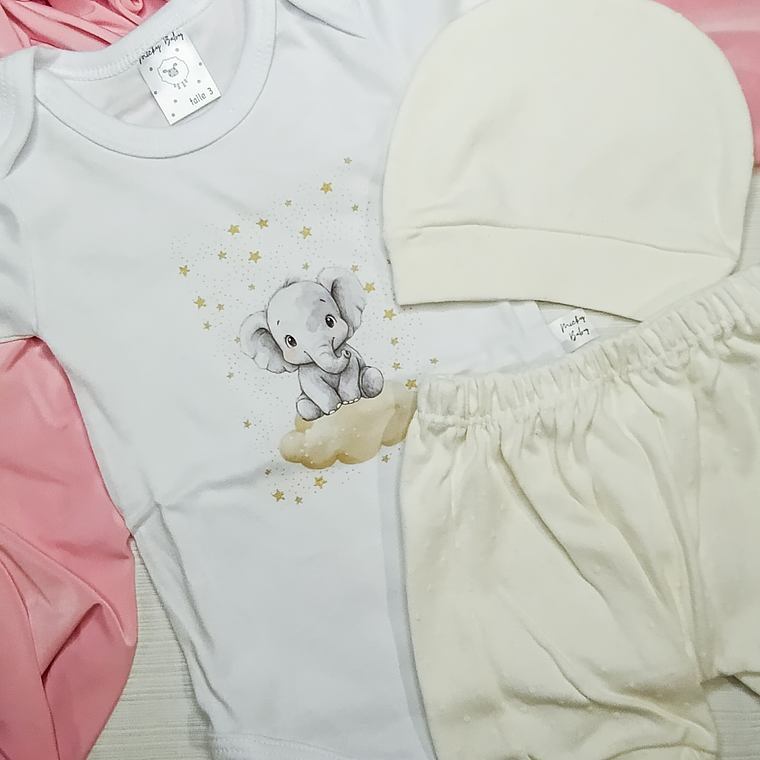 Cajita conjuntitos body m/cortas + portachupete 3