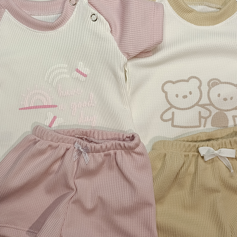 Combo conjunto waffle + portachupetes + manta apego 2