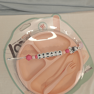 Combo portachupete + plato silicona 