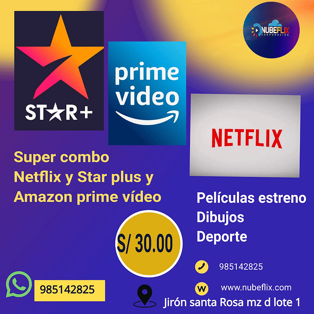 SUPER COMBO STAR PLUS NETFLIX Y AMAZON PRIME VIDEO