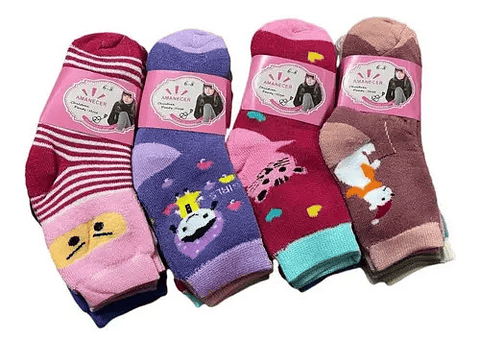 Pack 12 Calcetines De Niña Bambú Con Toalla Grueso 2 A 12