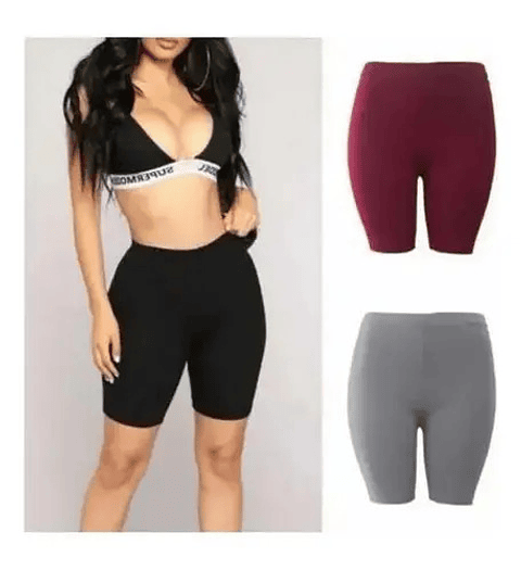 Pack 3 Calza Biker Corta. Short Deportivo Lycra