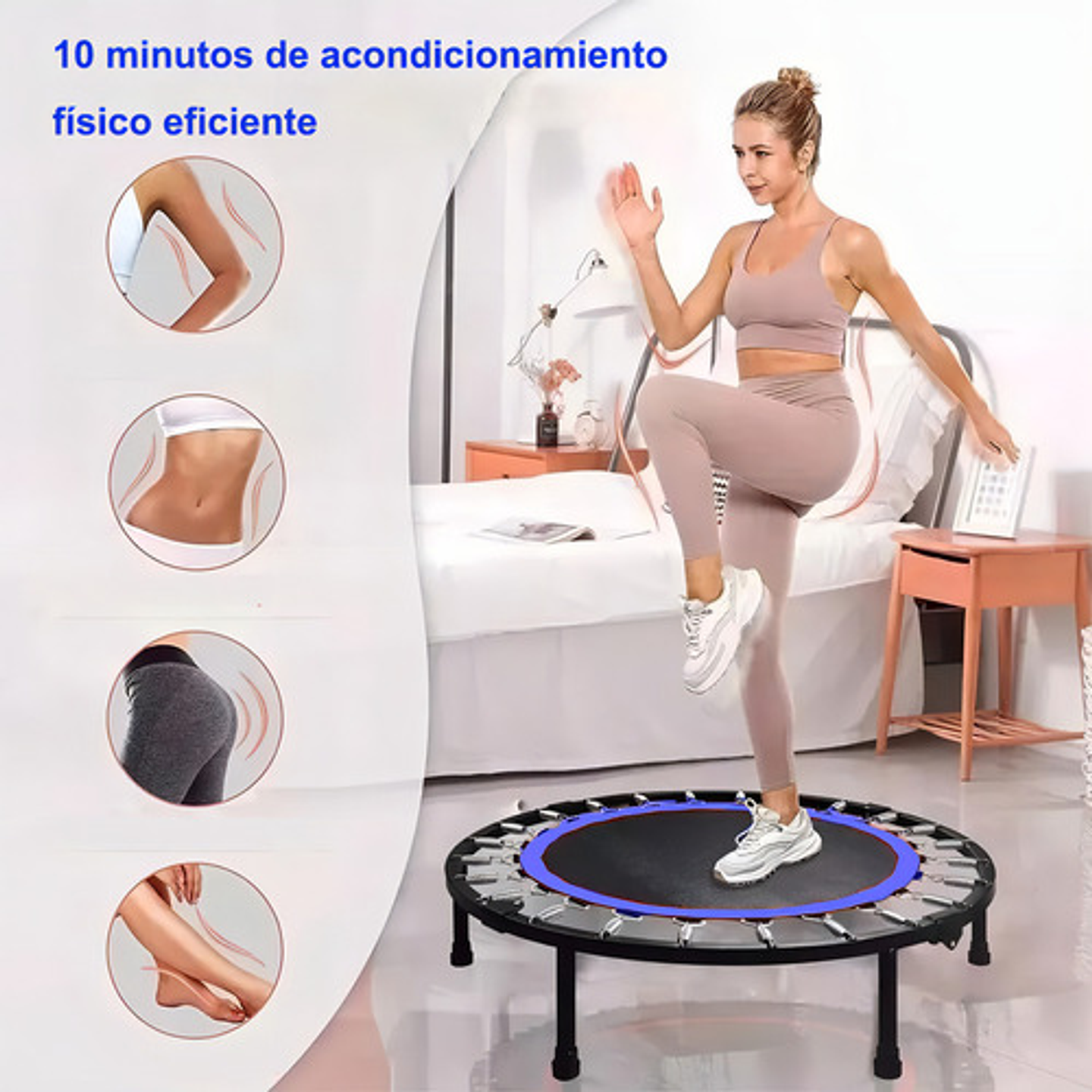 Trampolin Fitness Redondo Portátil Y Plegable, 42 Pulgadas 107cm Brincolin Ejercitador Adulto Y Niño Con Mango Ajustable Para Uso En Exteriores E Interiores, Capacidad De Peso 300 Kg 7