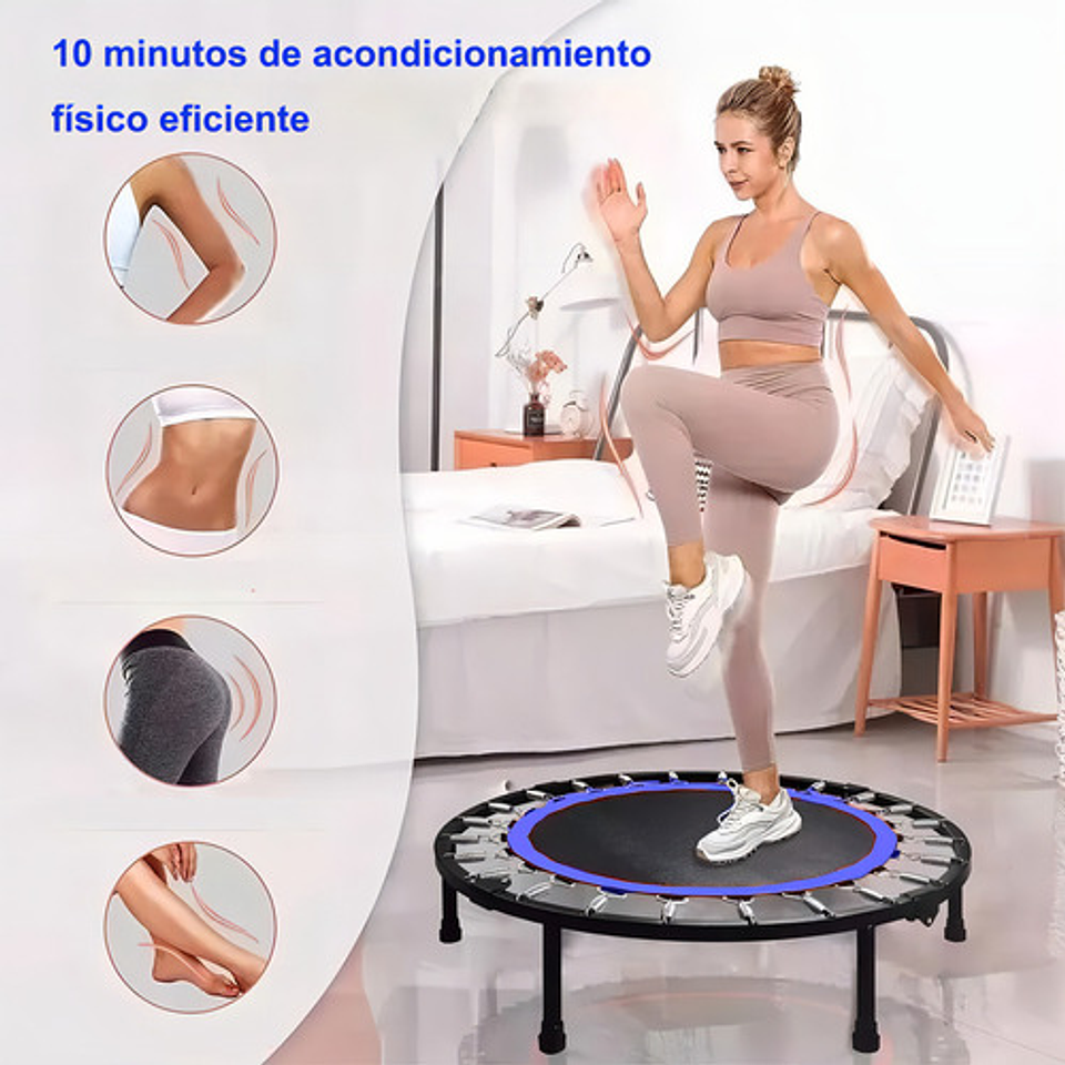 Trampolin Fitness Redondo Portátil Y Plegable, 42 Pulgadas 107cm Brincolin Ejercitador Adulto Y Niño Con Mango Ajustable Para Uso En Exteriores E Interiores, Capacidad De Peso 300 Kg 7