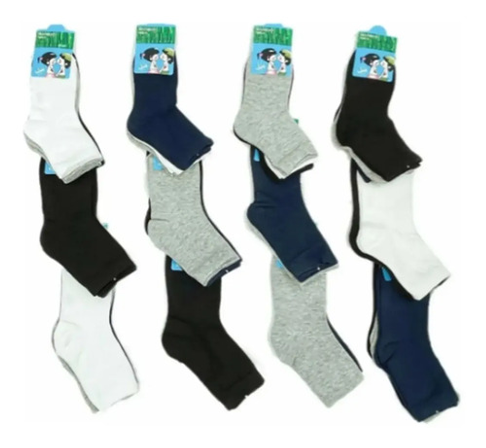 Pack 12 Pares Calcetines De Niño Bambú Liso 2 A 10 7