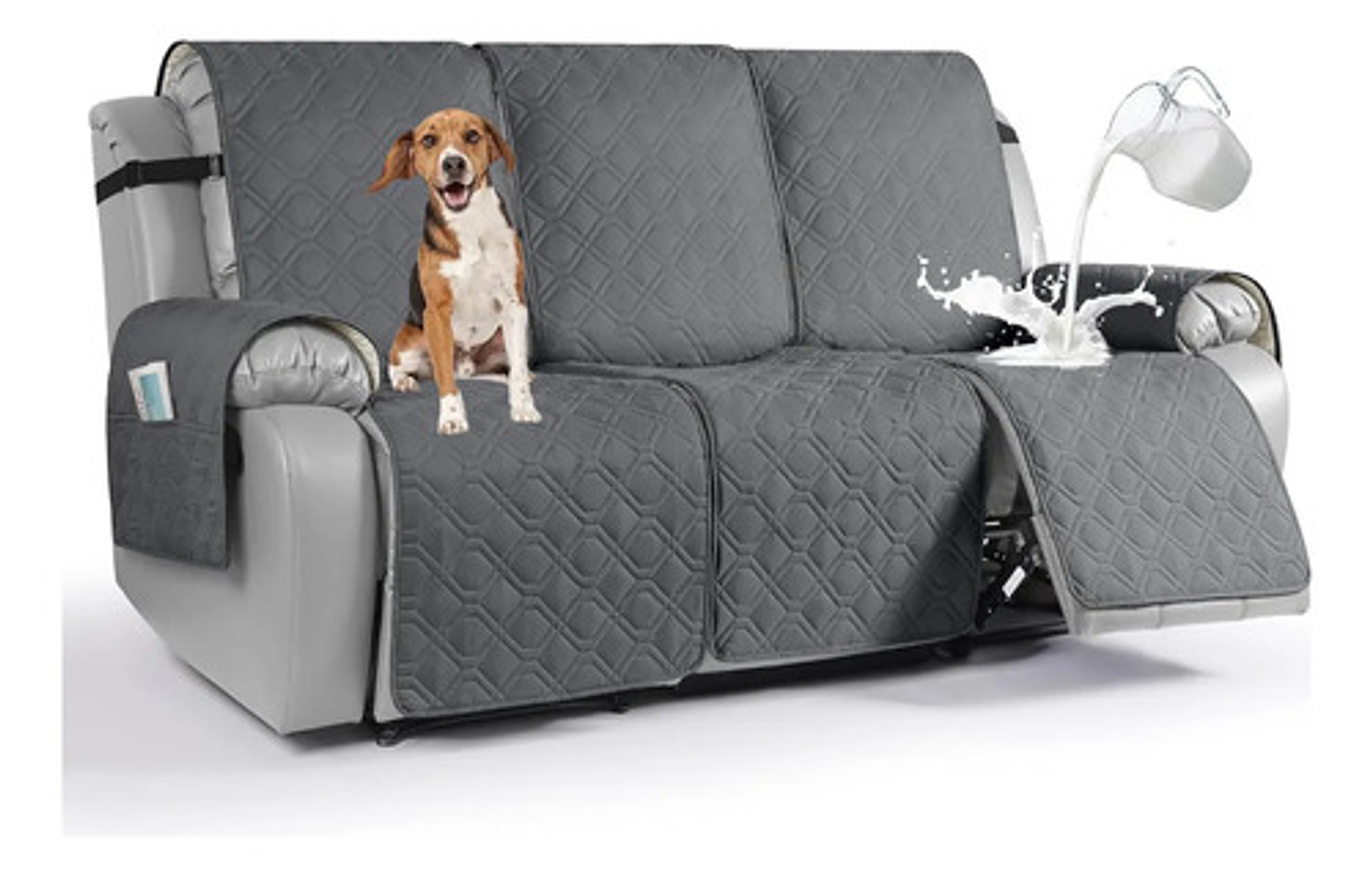 Funda Cubre Sofá Protector Impermeable 3 Cuerpos Mascotas Marrón 1