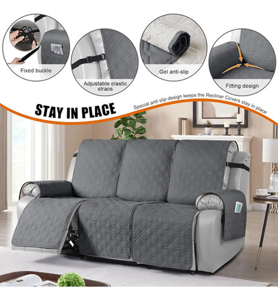 Funda Cubre Sofá Protector Impermeable 3 Cuerpos Mascotas Marrón 3