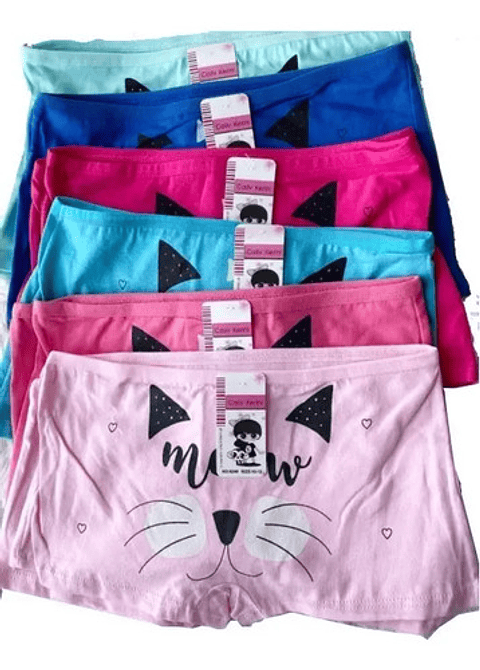 Pack 12 Pantaletas Algodón Niña Calzón Talla 2-10