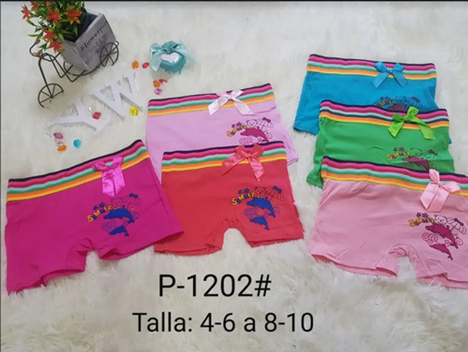 Pack 12 Pantaletas Algodón Niña Calzón Talla 2-10 5