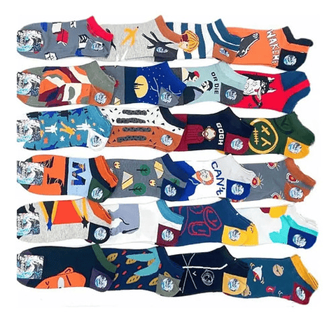 Pack 12 Calcetines Diseño Variados  Algodon Para Hombre