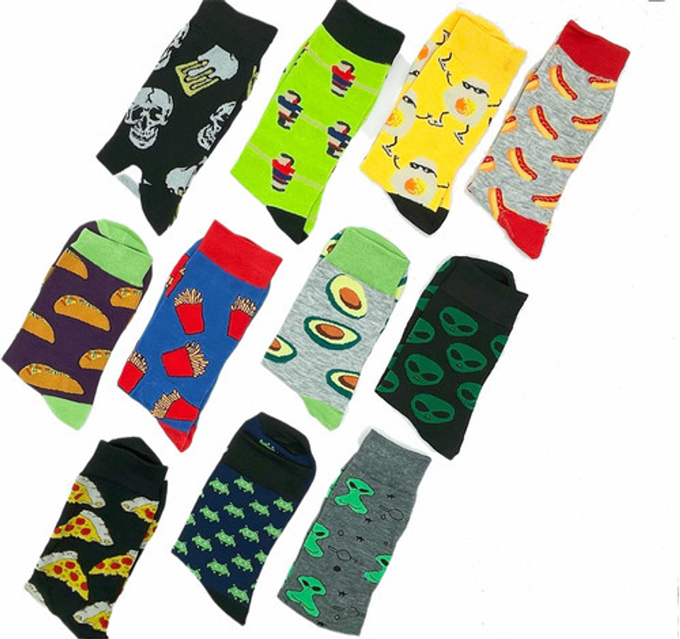 Pack12  Calcetines Diseños Variados Algodón Para Hombre 3