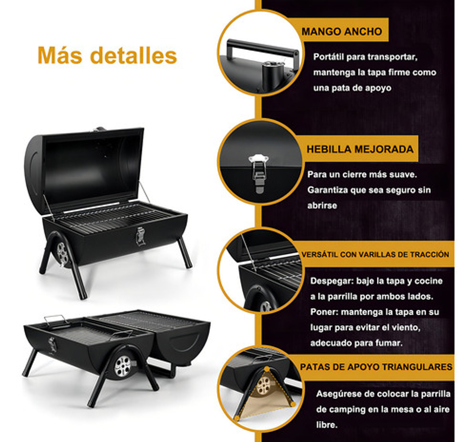 Parrilla De Carbón Portátil, Parrilla De Carbón De Mesa, Parrilla Para Barbacoa Para Cocinar Al Aire, Camping, Picnic, Patio Trasero, Balcón 3