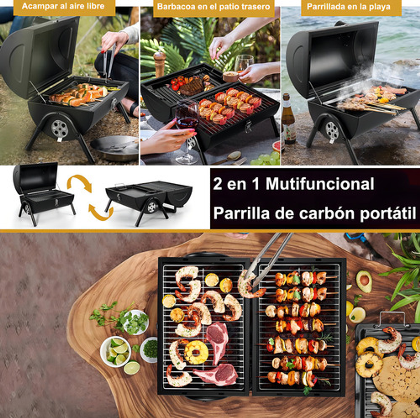 Parrilla De Carbón Portátil, Parrilla De Carbón De Mesa, Parrilla Para Barbacoa Para Cocinar Al Aire, Camping, Picnic, Patio Trasero, Balcón 5