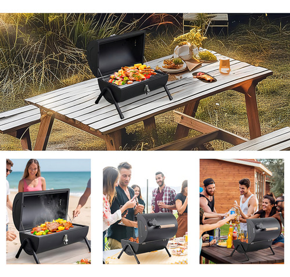 Parrilla De Carbón Portátil, Parrilla De Carbón De Mesa, Parrilla Para Barbacoa Para Cocinar Al Aire, Camping, Picnic, Patio Trasero, Balcón 6