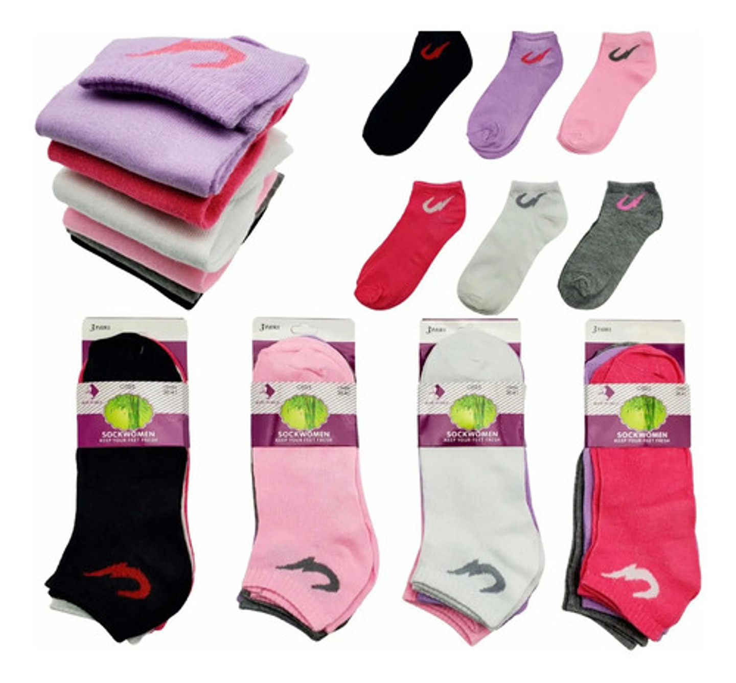 Pack 12 Calcetines Bambú Tobilleras Mujer Algodón Con Bambu 13