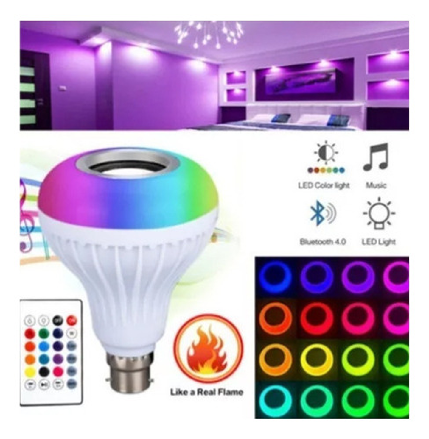 Ampolleta Multicolor Bluetooth Musical Y Con Control 12w Rgb 3