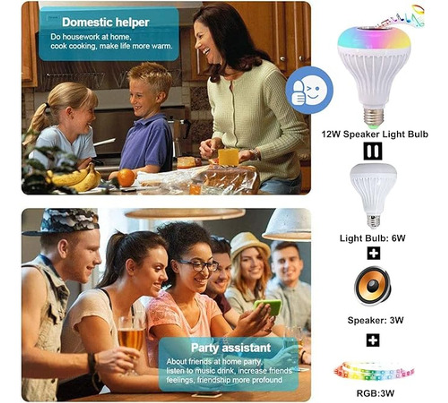 Ampolleta Multicolor Bluetooth Musical Y Con Control 12w Rgb 5