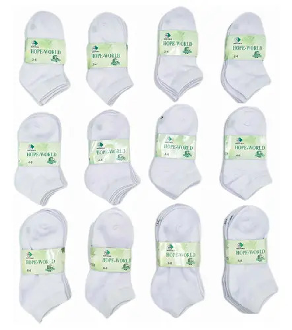 Pack 12 Calcetines Blanco Bambú Algodón Niño O Niña 2 A 10  1