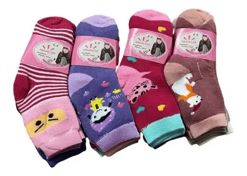 Pack 12 Pares Calcetín Niña, Calidad Algodón Con Toalla.  