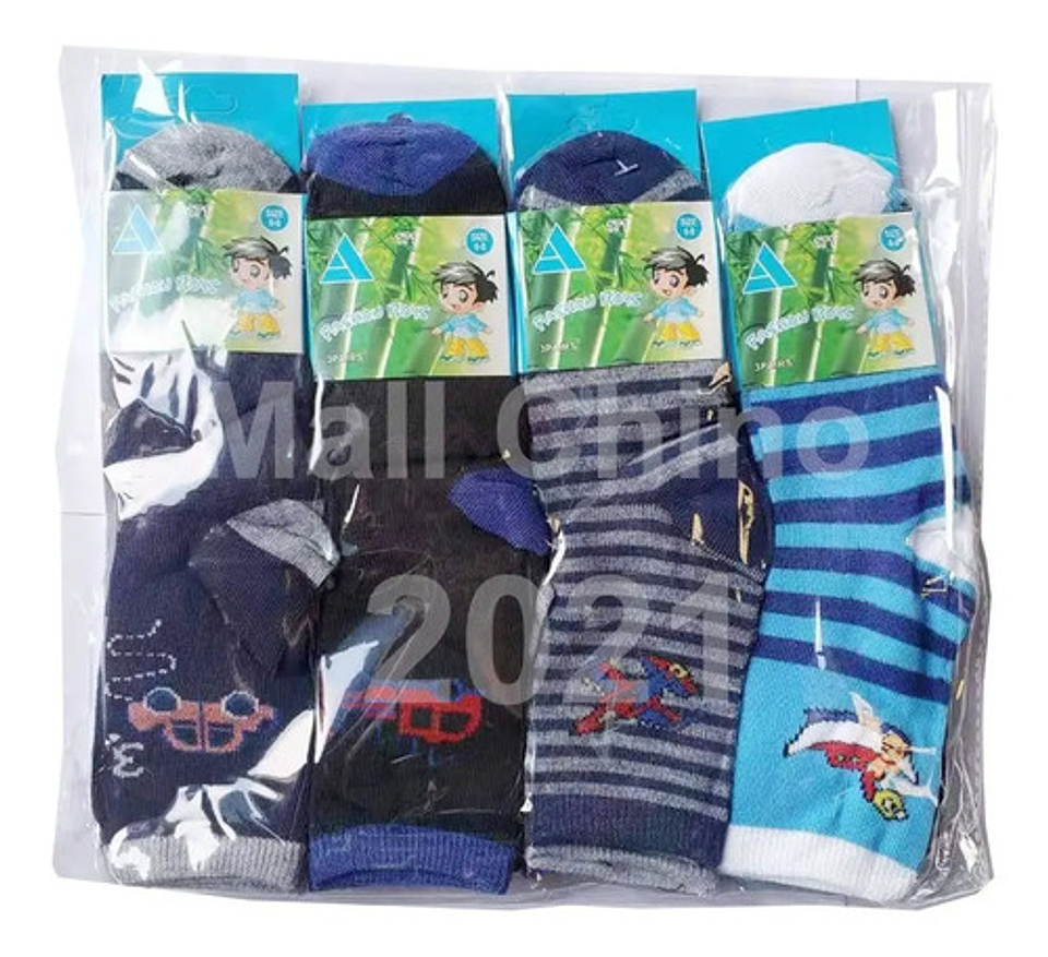 Pack 12 Pares Calcetín Algodón Con Bambu Para Juvenil Niño 1