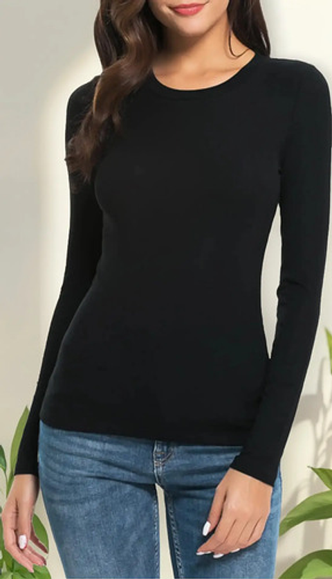 2 Camisetas Bambú Mujer Sin Polar Cuellos Redondo 