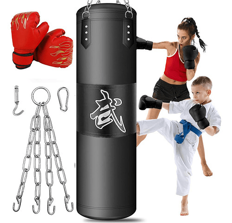 Saco De Boxeo Vacio Punching Ball Bag Box + Cadenas Negro