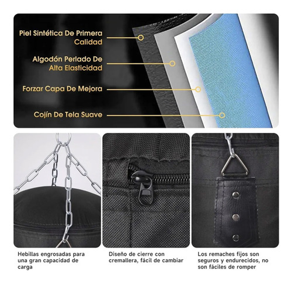 Saco De Boxeo Vacio Punching Ball Bag Box + Cadenas Negro 4