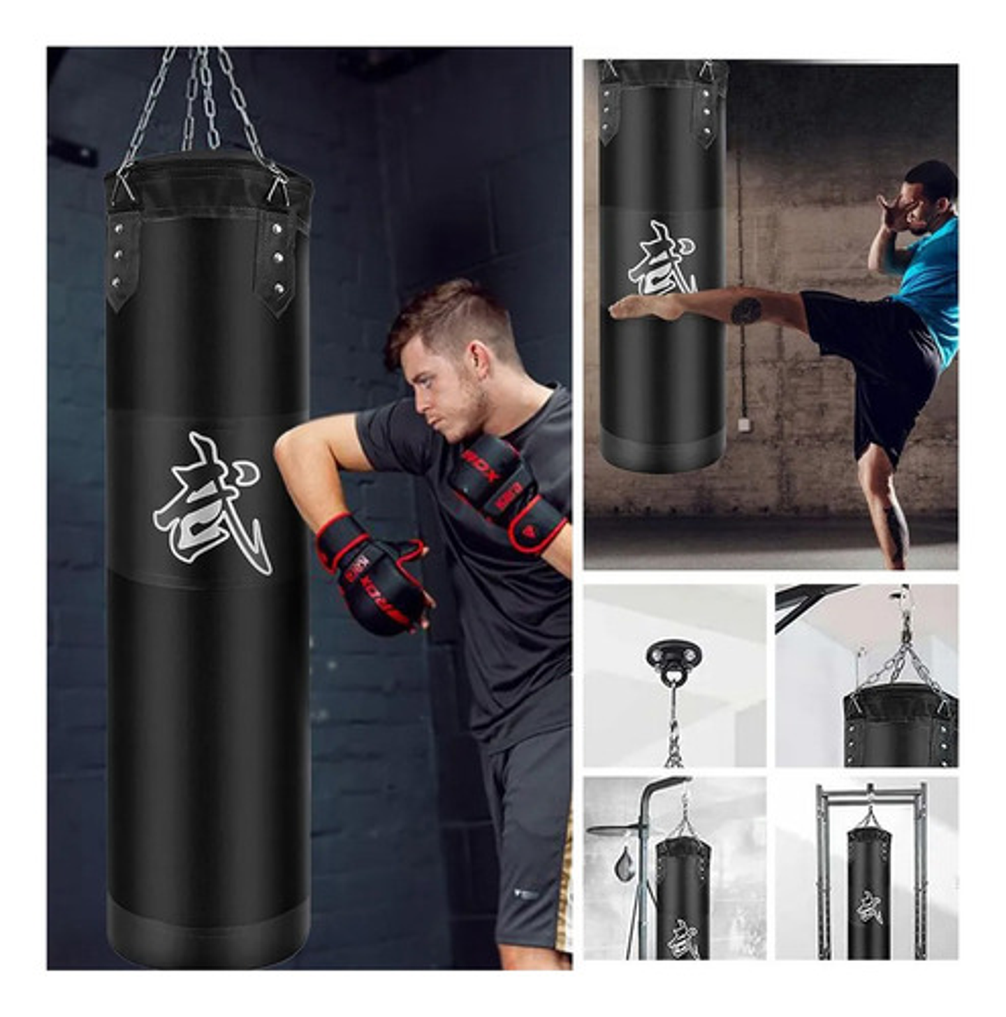 Saco De Boxeo Vacio Punching Ball Bag Box + Cadenas Negro 5