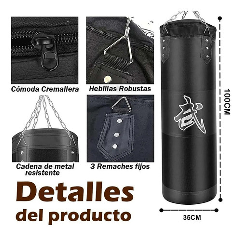 Saco De Boxeo Vacio Punching Ball Bag Box + Cadenas Negro 6