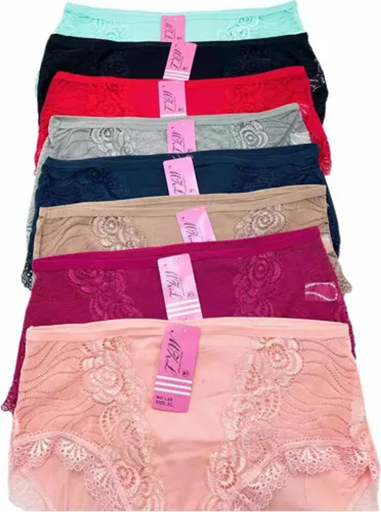 Pack 12 Calzones Algodón Mujer Tiro Alto Señora Encaje 2