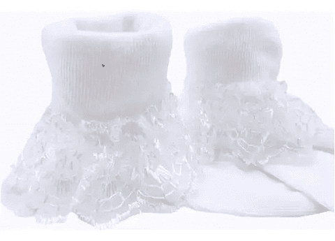 6 Pares Calcetines Blancos Niña Bebé Con Vuelitos 