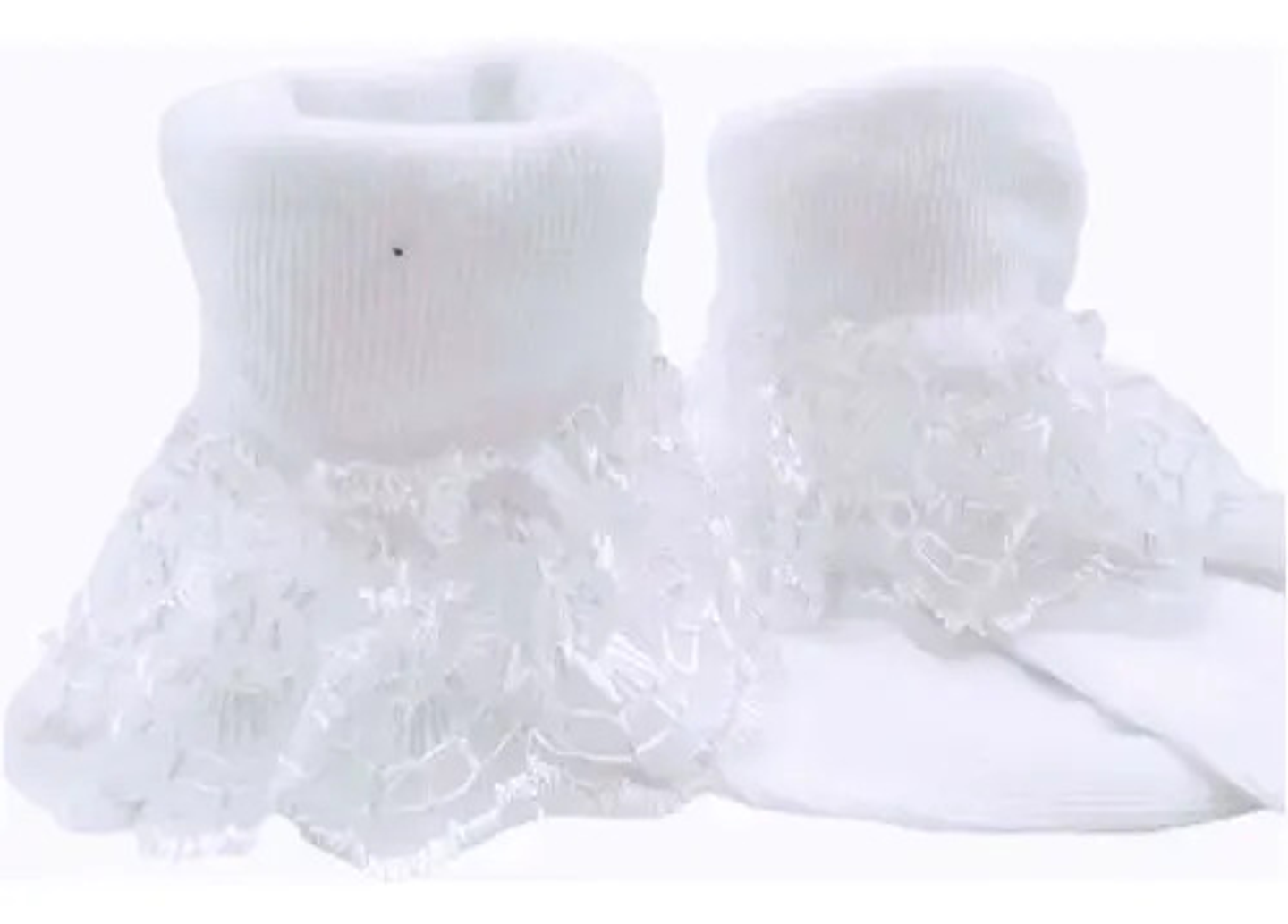 6 Pares Calcetines Blancos Niña Bebé Con Vuelitos  1