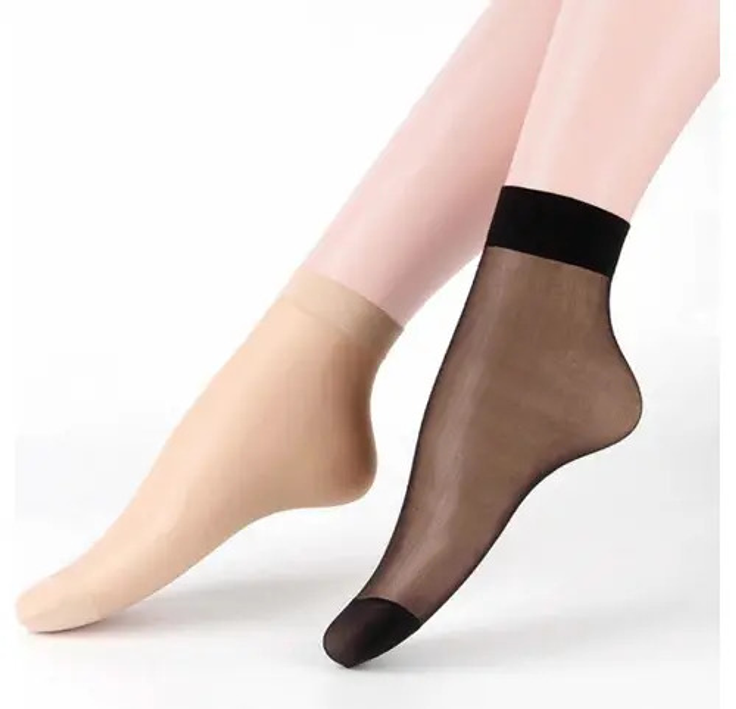 Pack 10 Pares Calcetines Panty Mujer,color Negro Y Beige 1