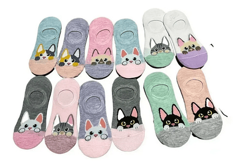 Pack 12 Calcetín Mujer Invisible Con Diseño 2