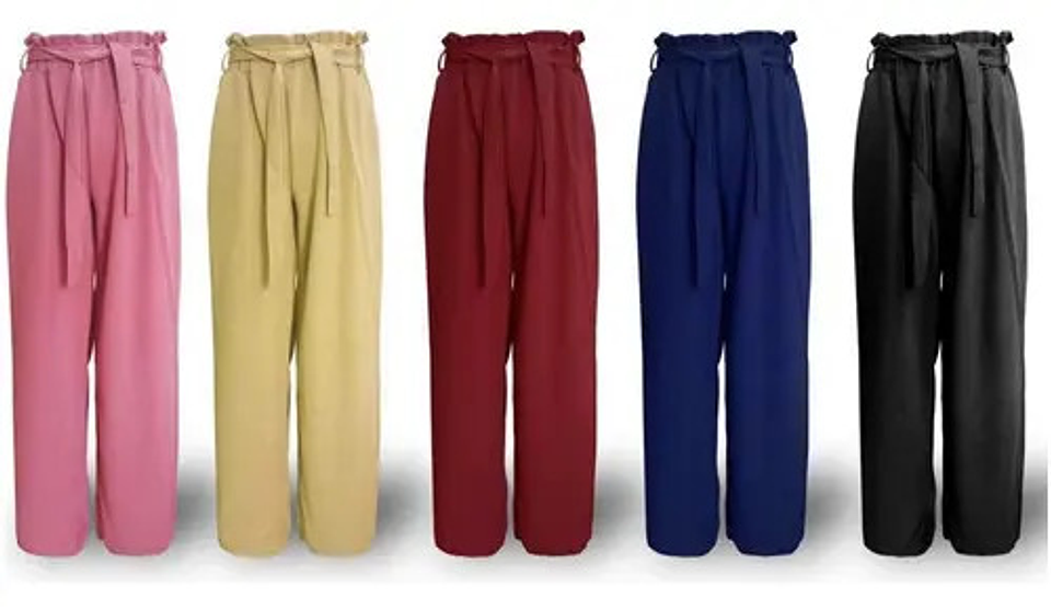 Pack 3 Pantalón Bombacho Liso De Mujer 100%  Algodón 3