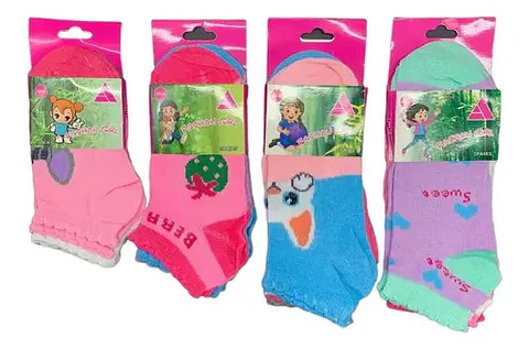 Pack 12 Calcetines De Niña Tobillera Algodón Talla 2 A 10