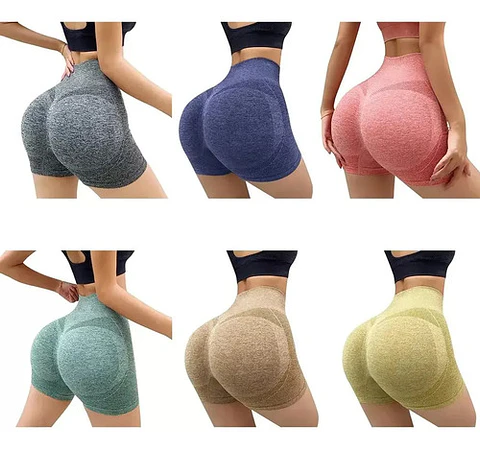 Pack 2 Calza Corta Deportiva Lisa, Push Up, Colores Surtidos