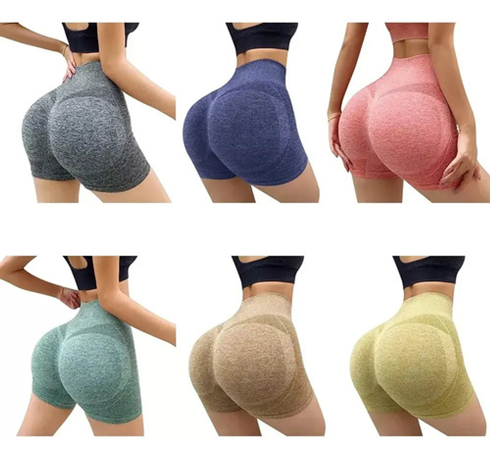 Pack 2 Calza Corta Deportiva Lisa, Push Up, Colores Surtidos 1