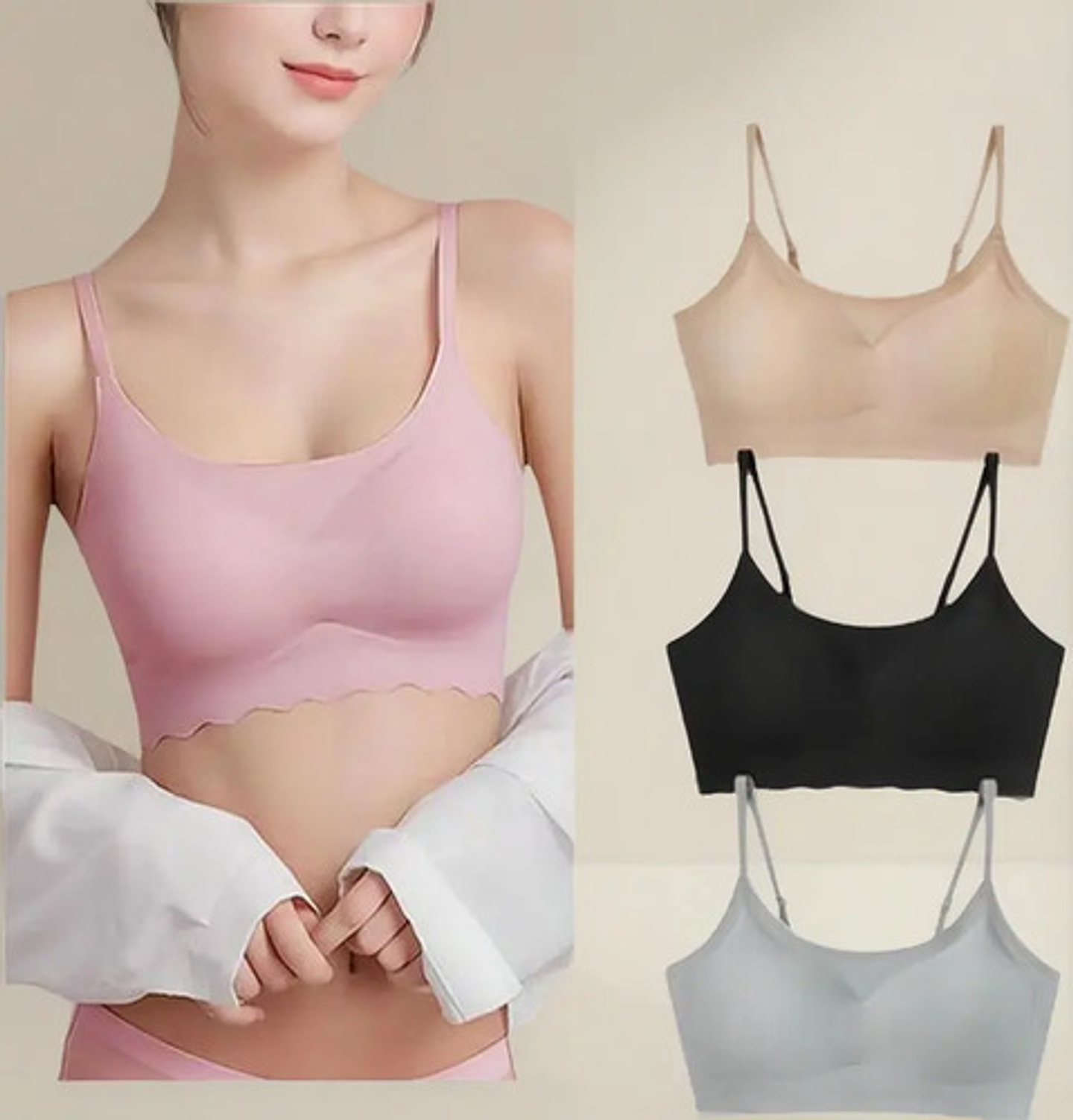 Pack 3 Sostén Push Up Sujetador Sin Varillas Sin Costuras 1