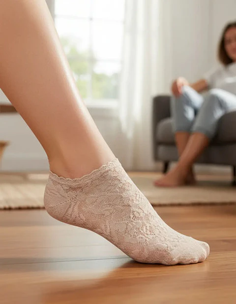12 Pares Calcetines Invisibles Mujer Encaje