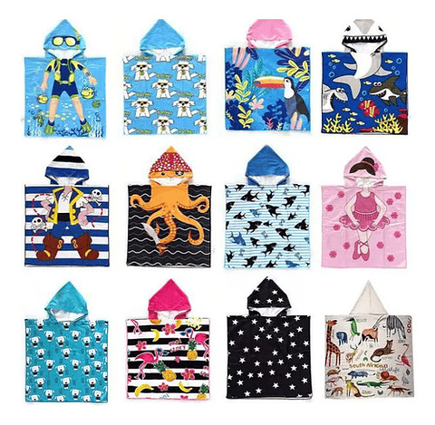 Pack 6  Toalla De Baño Playa Nadar Capucha Niños Diseños