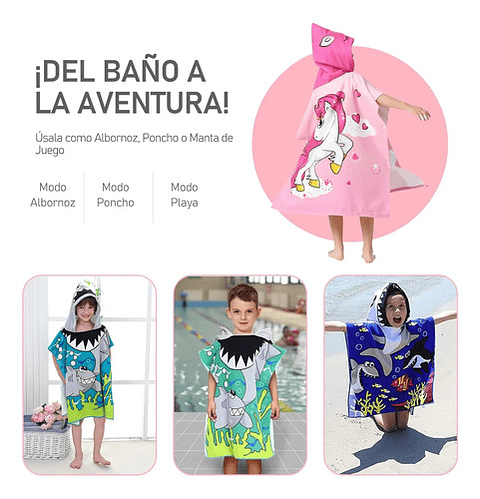Pack 6  Toalla De Baño Playa Nadar Capucha Niños Diseños