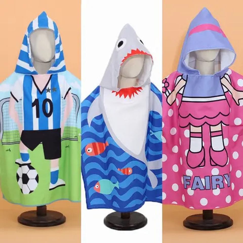 Pack 6  Toalla De Baño Playa Nadar Capucha Niños Diseños 6