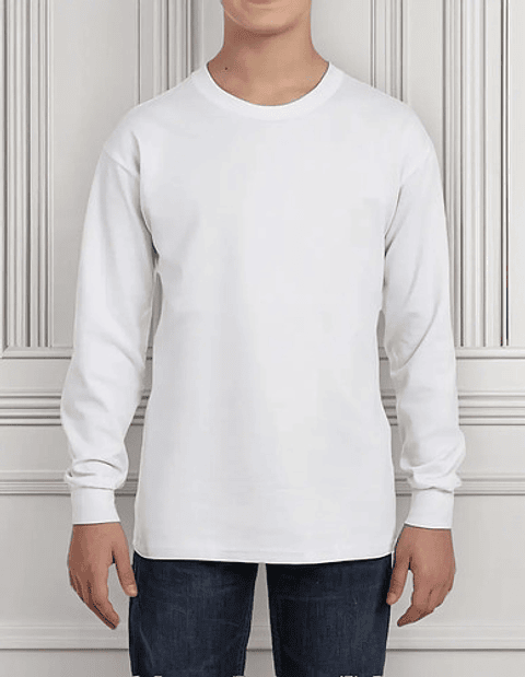 Camisetas Blancas Niño  Algodón Con Bambú Manga Larga 
