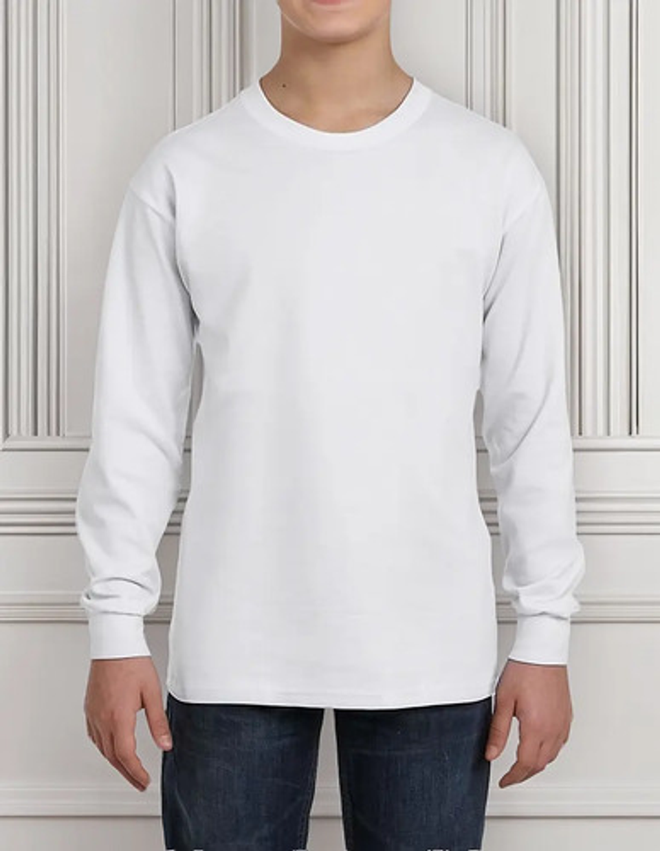 Camisetas Blancas Niño  Algodón Con Bambú Manga Larga  1