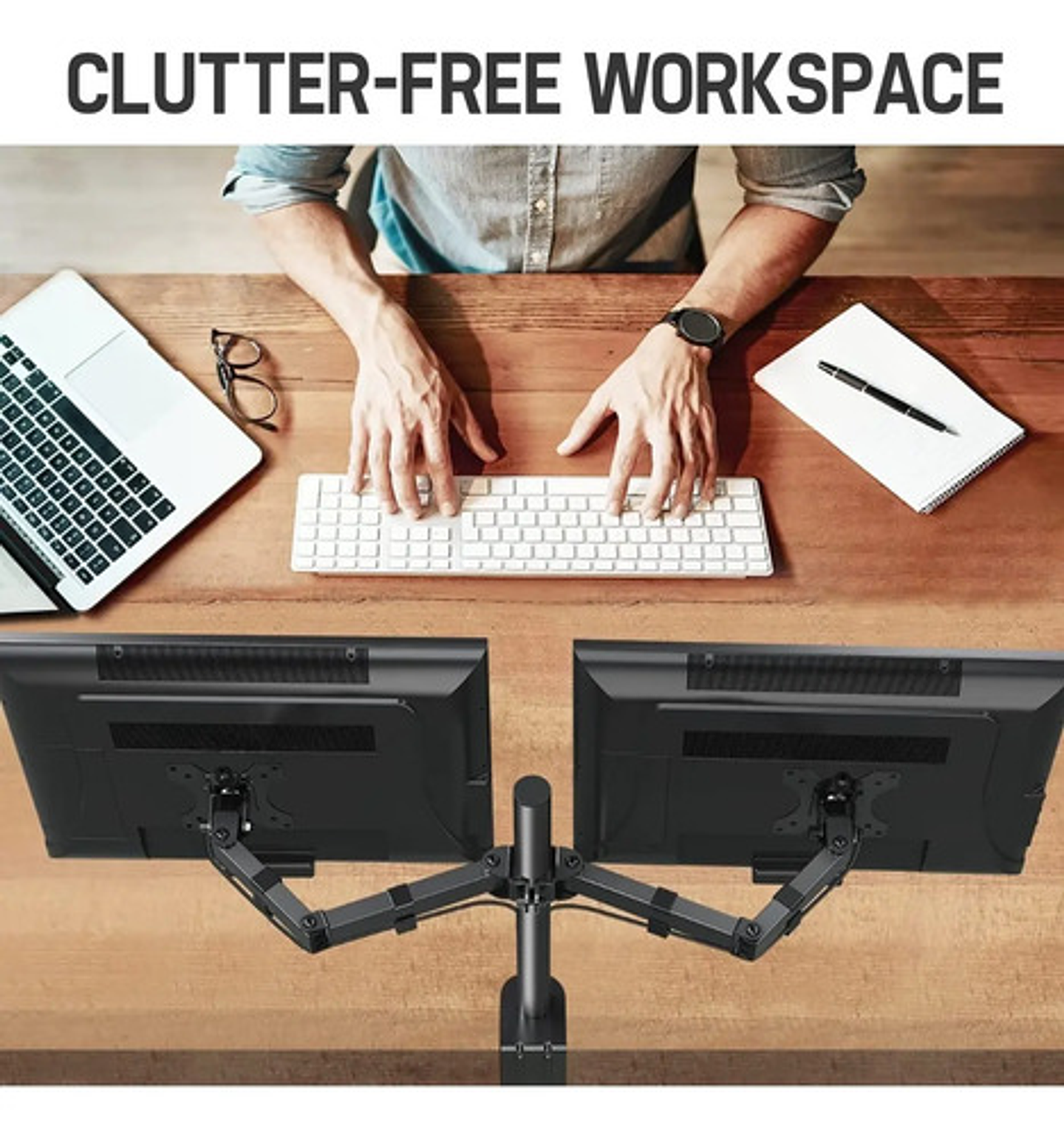 Brazo Soporte Monitor Base Para Monitor Dobl Alzador Monitor Color Negro 3