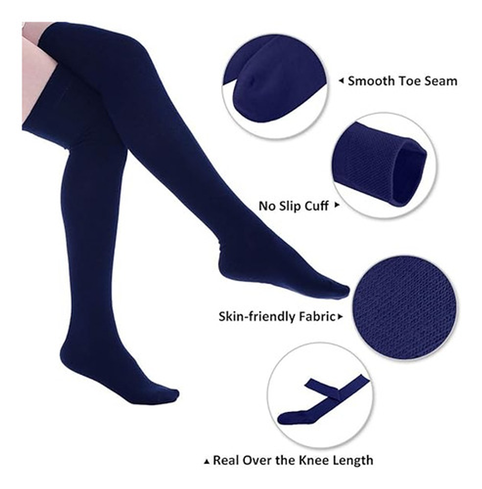 Pack 6 Pares Calcetas Largas, Bucaneras Escolares,7 Colores 7