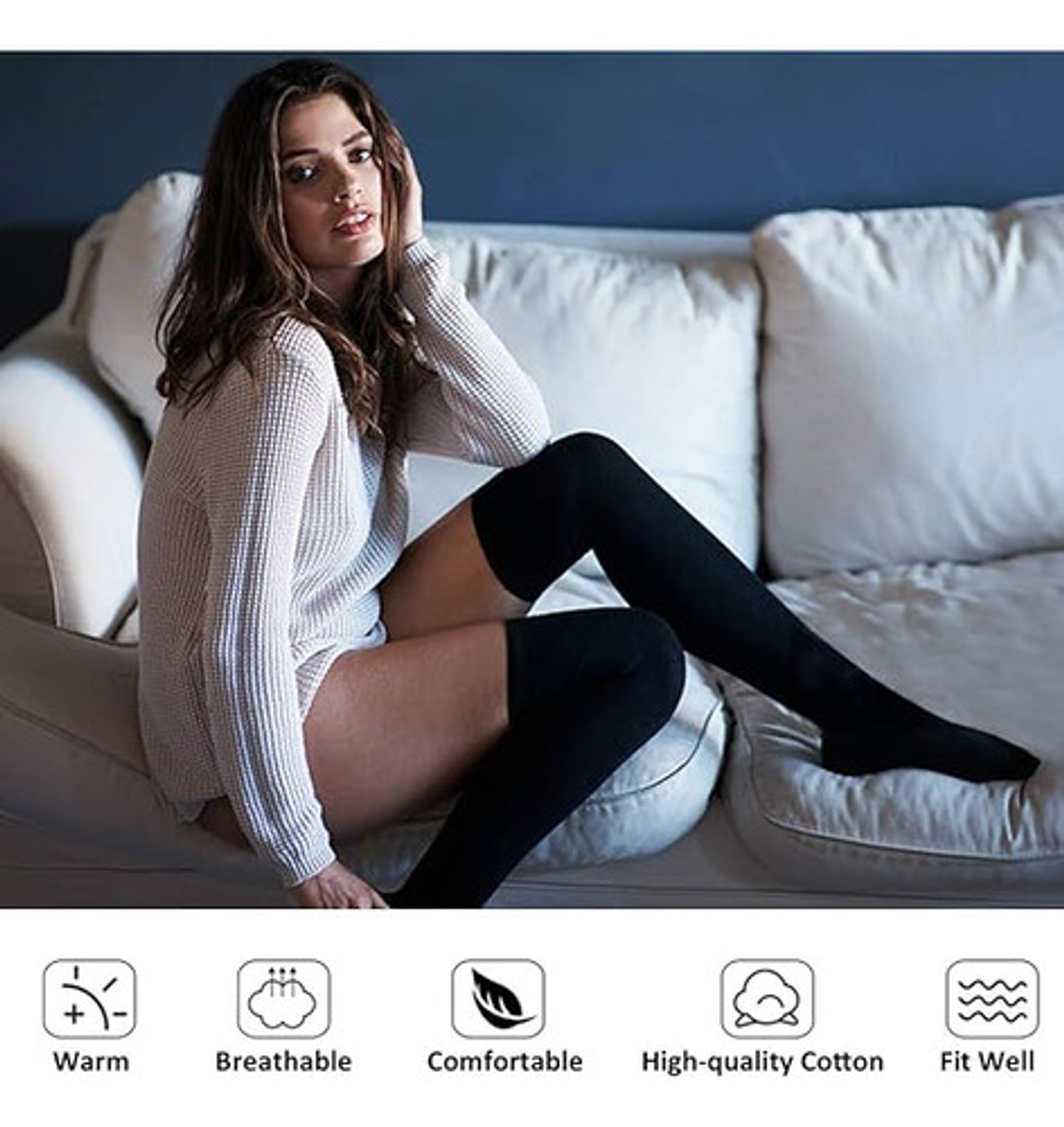 Pack 6 Pares Calcetas Largas, Bucaneras Escolares,7 Colores 10