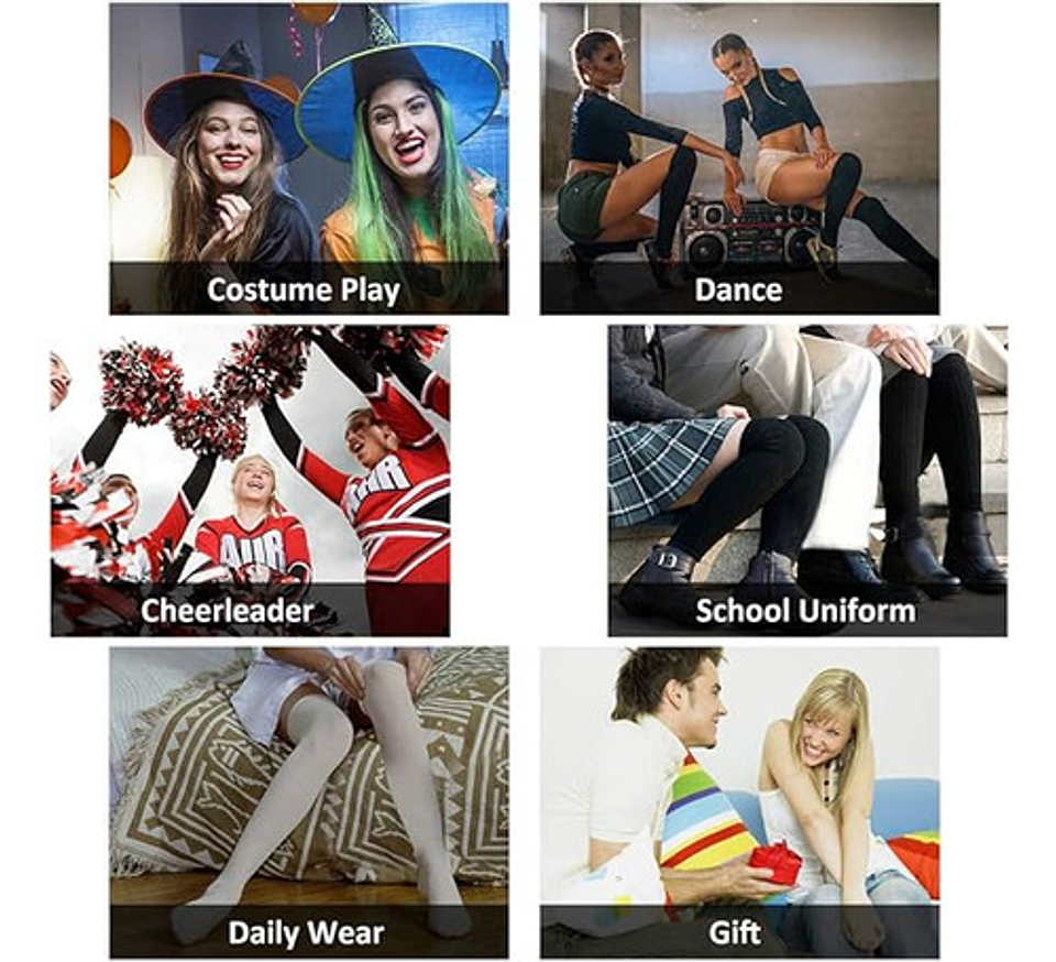 Pack 6 Pares Calcetas Largas, Bucaneras Escolares,7 Colores 46