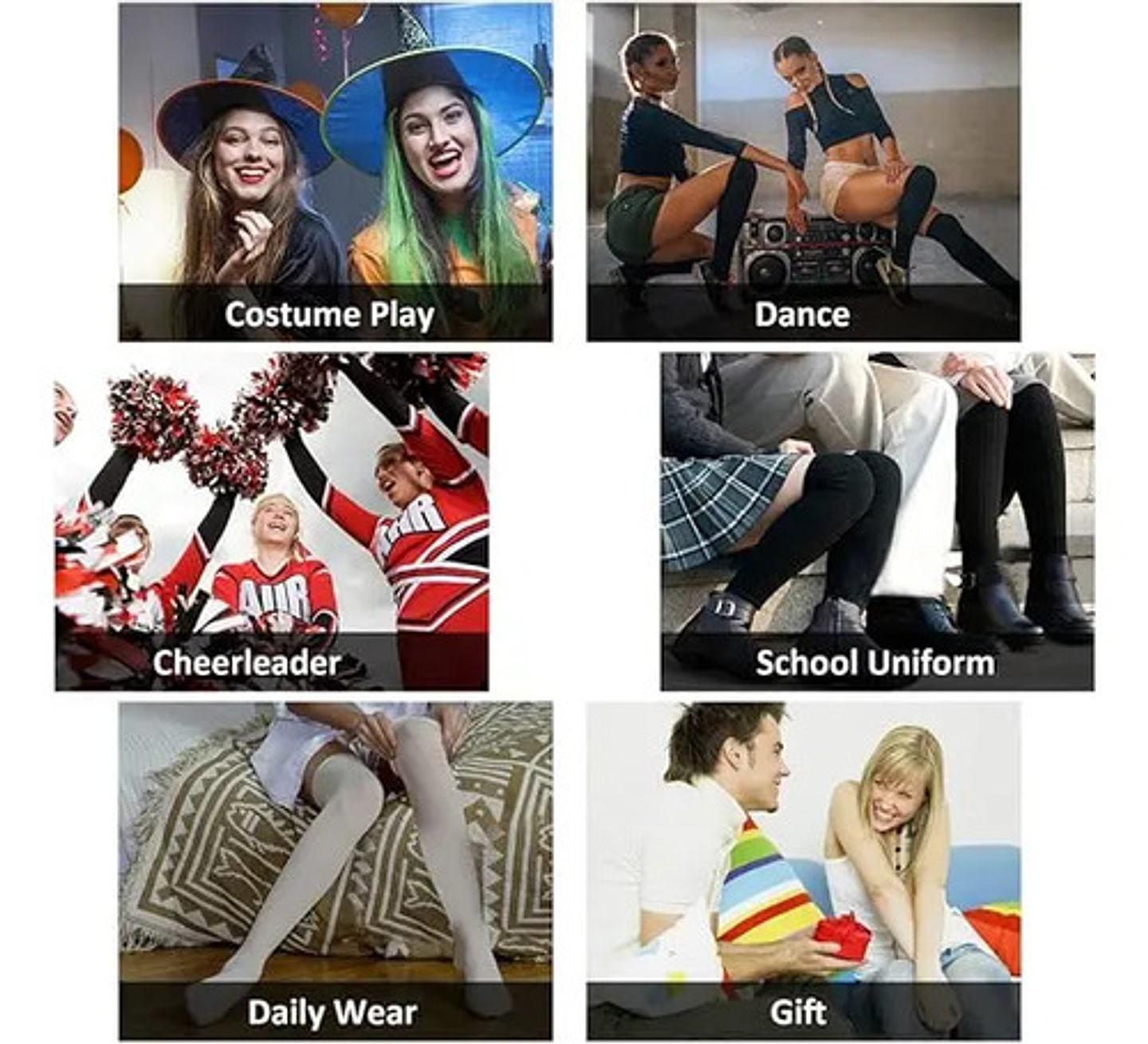 Pack 6 Pares Calcetas Largas, Bucaneras Escolares,7 Colores 67